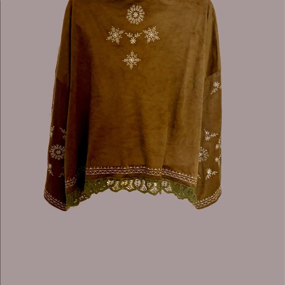 POL suede and lace brown embroidered cardigan - Picture 2 of 6